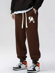 Cartoon Pattern Print Drawstring Sweatpants Loose Fit Pants Men's
