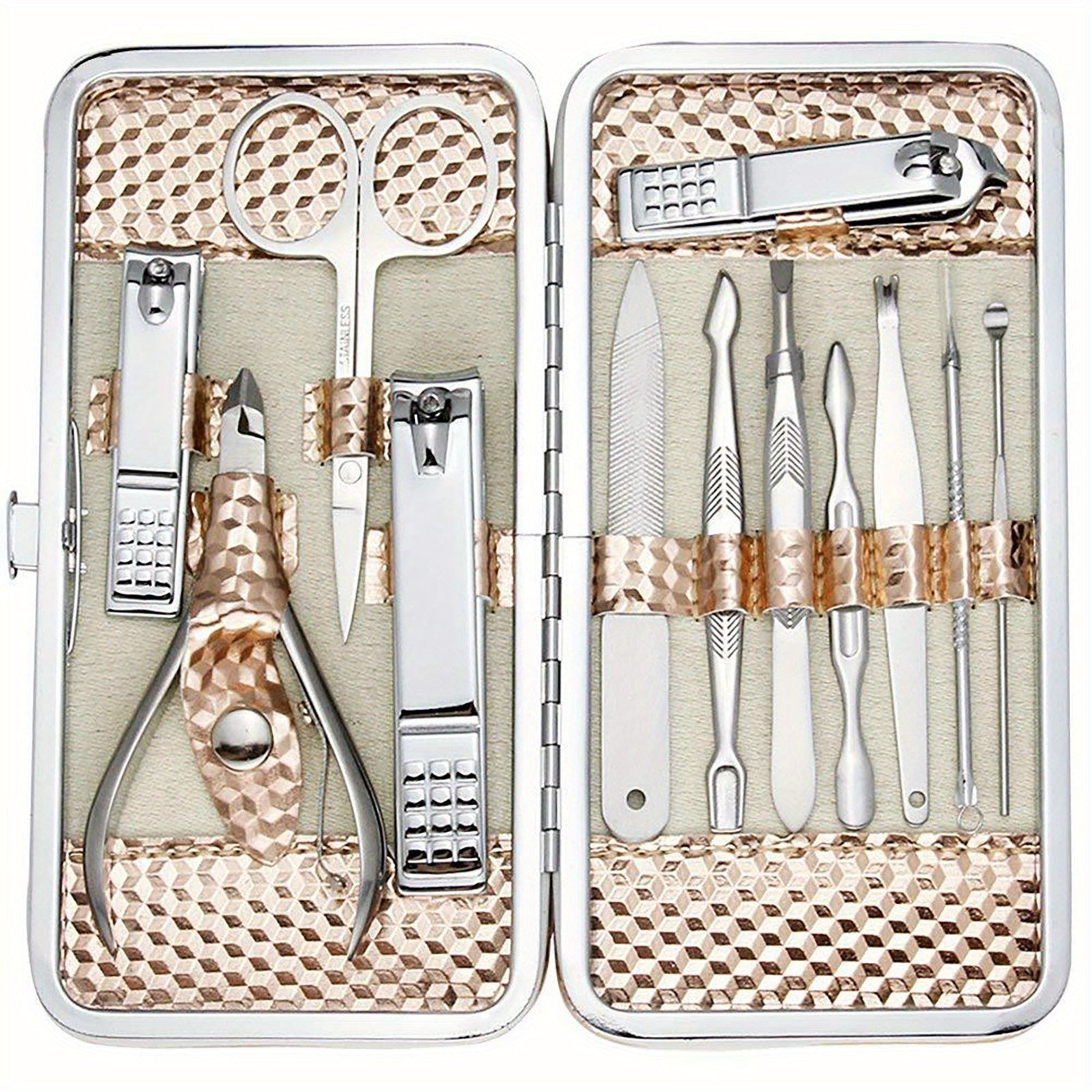 12pcs Nail Clippers Pedicure Kit Stainless Steel Professional Groom