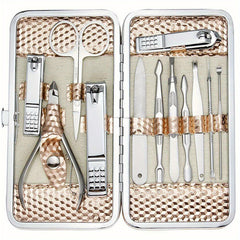 12pcs Nail Clippers Pedicure Kit Stainless Steel Professional Groom