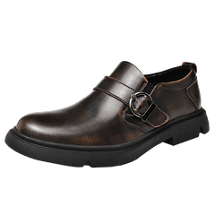 Men's Slip on Shoes With Buckle Casual PU Leather Walking Shoes