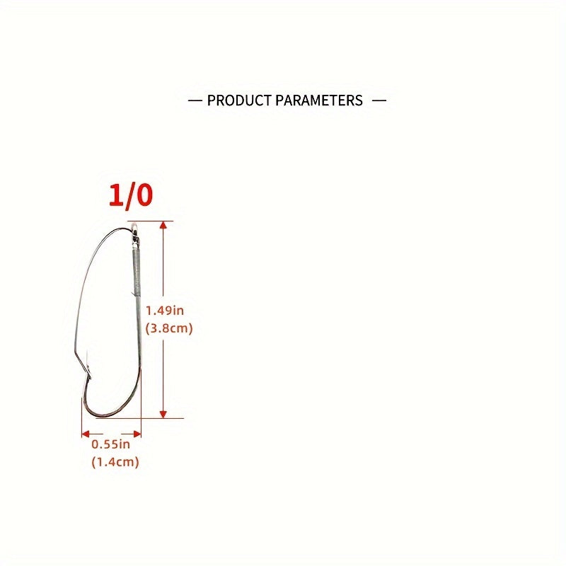 10pcs Weedless Fishing Hooks Carbon Steel Single Hook Soft Worm Bait