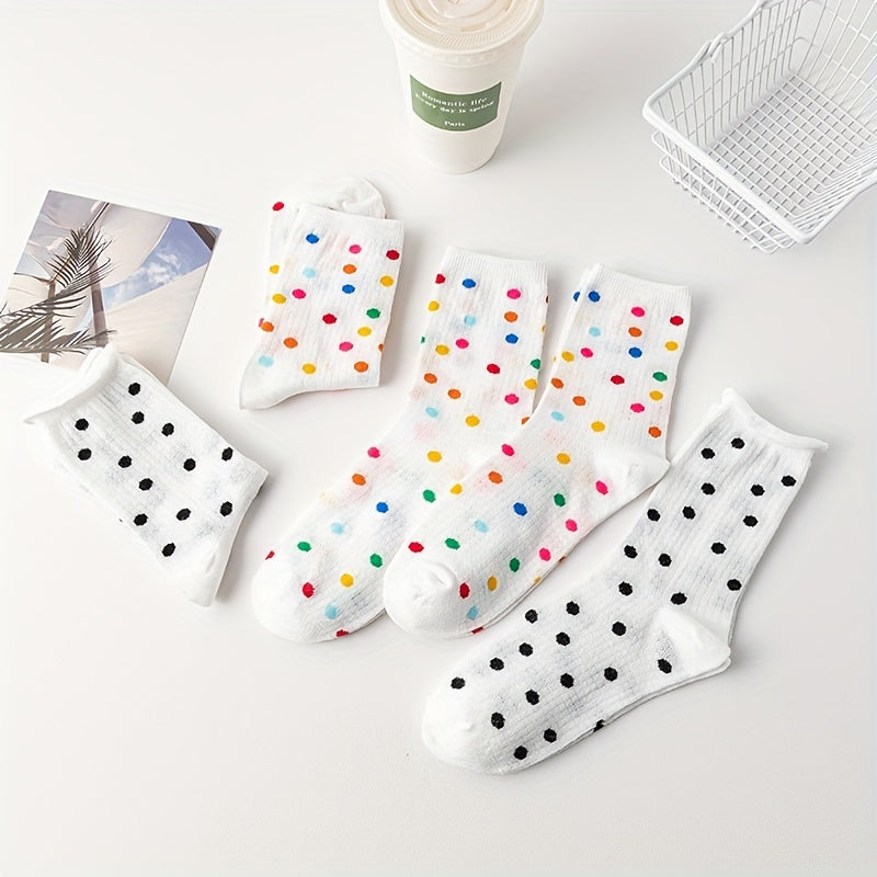 5 Pairs Polka Dot Socks Mid Tube Women's Stockings