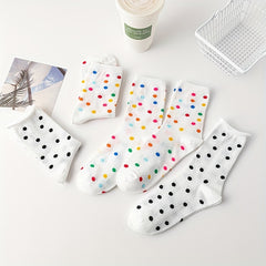 5 Pairs Polka Dot Socks Mid Tube Women's Stockings