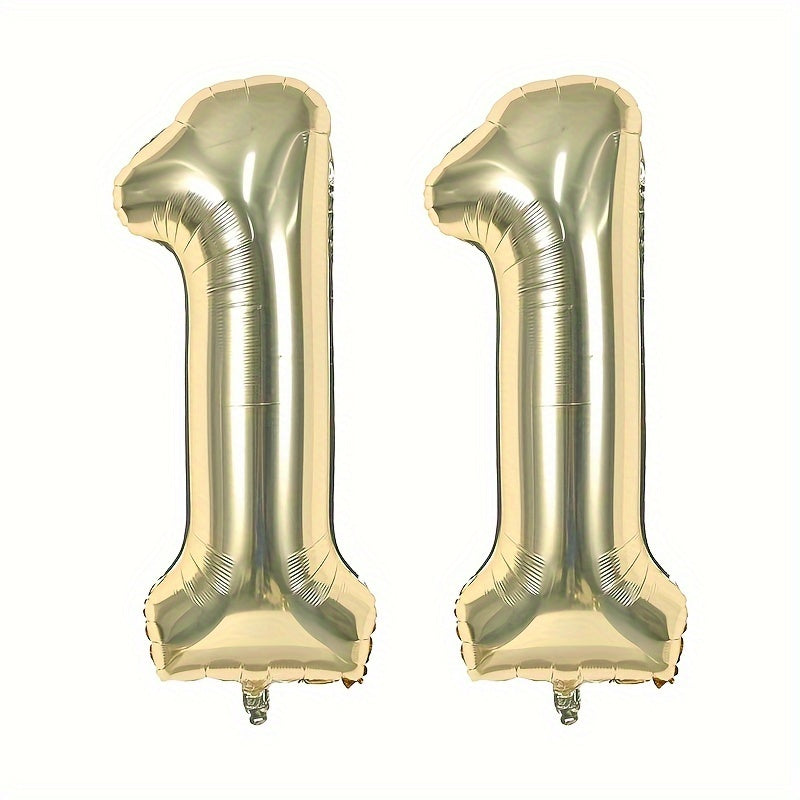2pcs Golden Number Balloons 101 6 Cm Light Golden Aluminum Foil