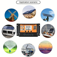 100A 50A 40A 30A 20A 10A 12V 24V Auto Solar Charge Controller LCD Display