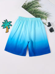 Boys Gradient Coconut Tree Graphic Casual Shorts