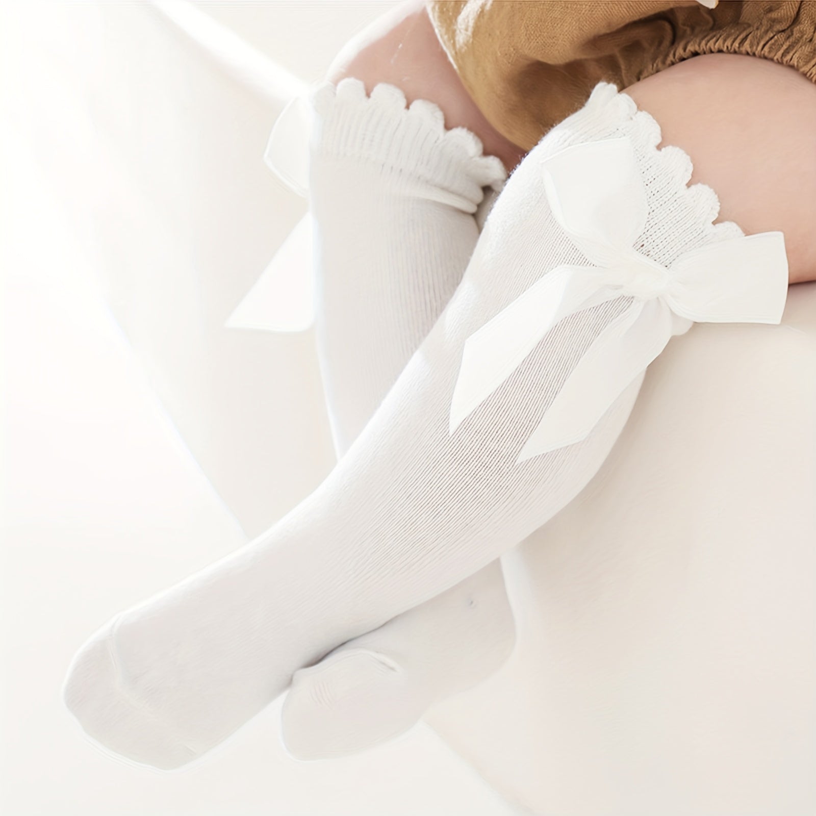 Cotton Lace Over the Knee Socks for Baby Girls