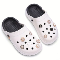 Bling Shoe Decoration Charms With Chains For Clog Sandals Rhinestone & Pearl