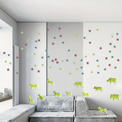 112pcs Luminous Animals & Stars Wall Stickers Mural Decals Home Art Decor
