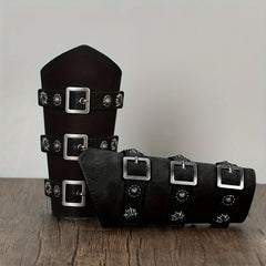 Viking Style Leather Bracers Medieval Knight Wrist Guards Men's Arm Armor Cuffs