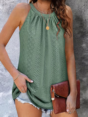 Eyelet Sleeveless Top Summer Casual Wear