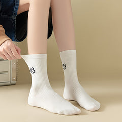 5 Pairs Cartoon Animal Essential Socks Women's Mid Tube Socks