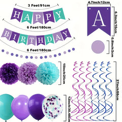 Mermaid Birthday Party Decorations Happy Birthday Banner Confetti Balloons Garla
