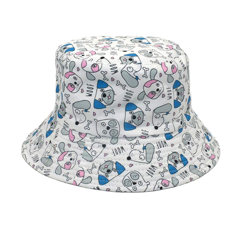 Colorful Print Bucket Hat Panda Dog Flower Cartoon Cloche Hat