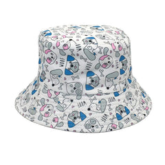 Colorful Print Bucket Hat Panda Dog Flower Cartoon Cloche Hat