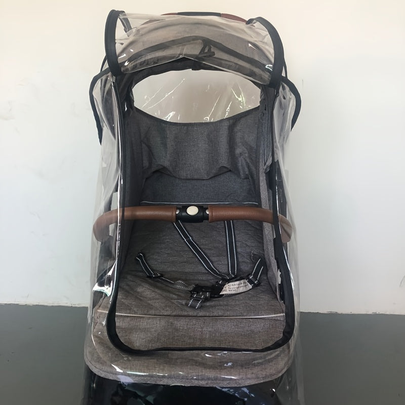 Stroller Rain Cover Transparent Zipper Raincoat Windproof Cold Proof