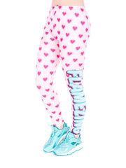 Pink Hearts Print High Waist Skinny Leggings