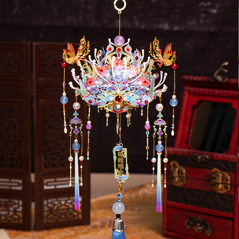 Phoenix Crown 3D Metal Puzzle Golden with Beads & Tassels - Ideal Gift