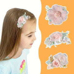 3pcs Girls Pearl Flower Hair Clips Kids Hair Accessories