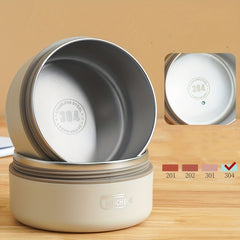 2pcs Stainless Steel Insulated Lunch Box Double layer Portable Meal Box Round