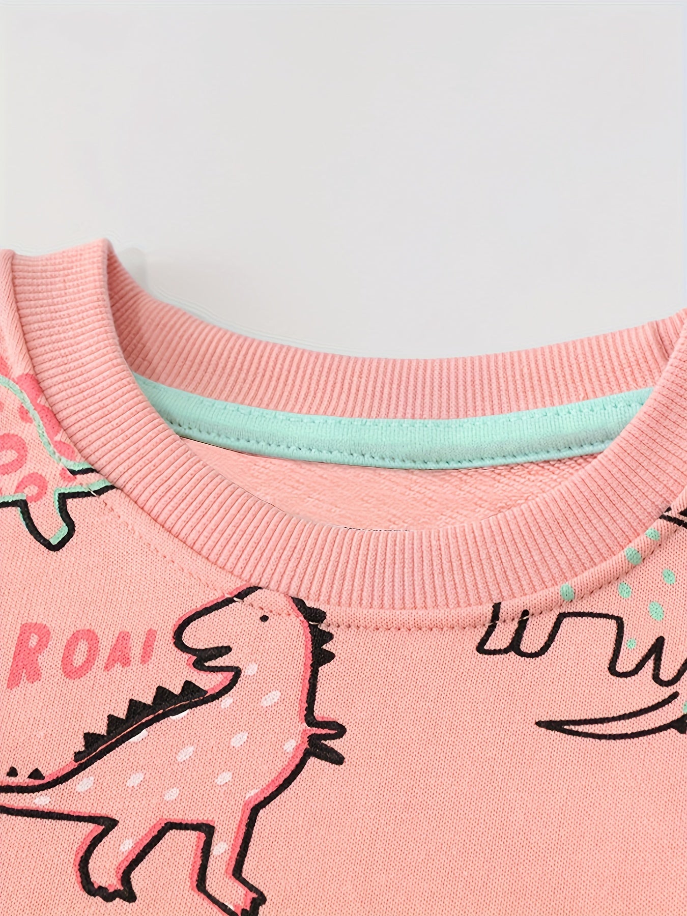 Girls Dinosaur Print Sweatshirt Crewneck Long Sleeve Casual Pullover