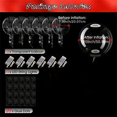 LED Light up Balloons 7pcs with 7 LEDs 3.0 Meter Light Strings