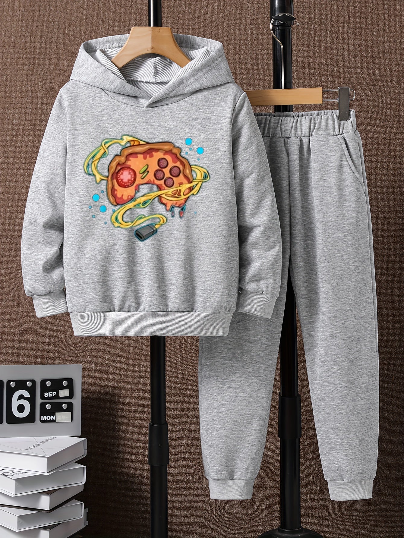 Boys Pizza Gamepad Hooded Sweatshirt & Sweatpants Set