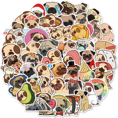 50 Cute Pug Cartoon Stickers for Decor & Crafts