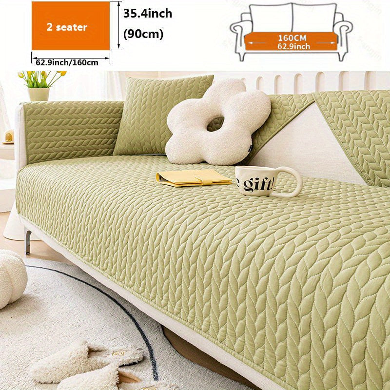 Tree Leaf Embroidered Sofa Cover, Pet-Friendly Fabric Furniture Protector