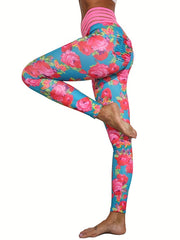 Boho Floral Print High Waist Leggings Casual Slim Workout Leggings
