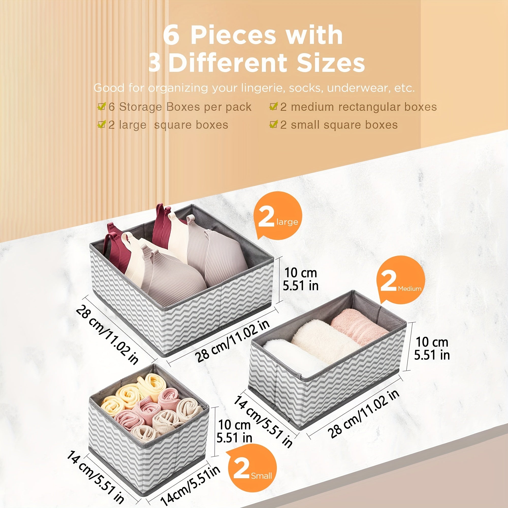 6pcs Drawer Organizer Foldable Storage Box for Desk Yacht Cabin Home
