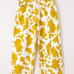 Girls' Cow Print Wide Leg Jeans For Kids