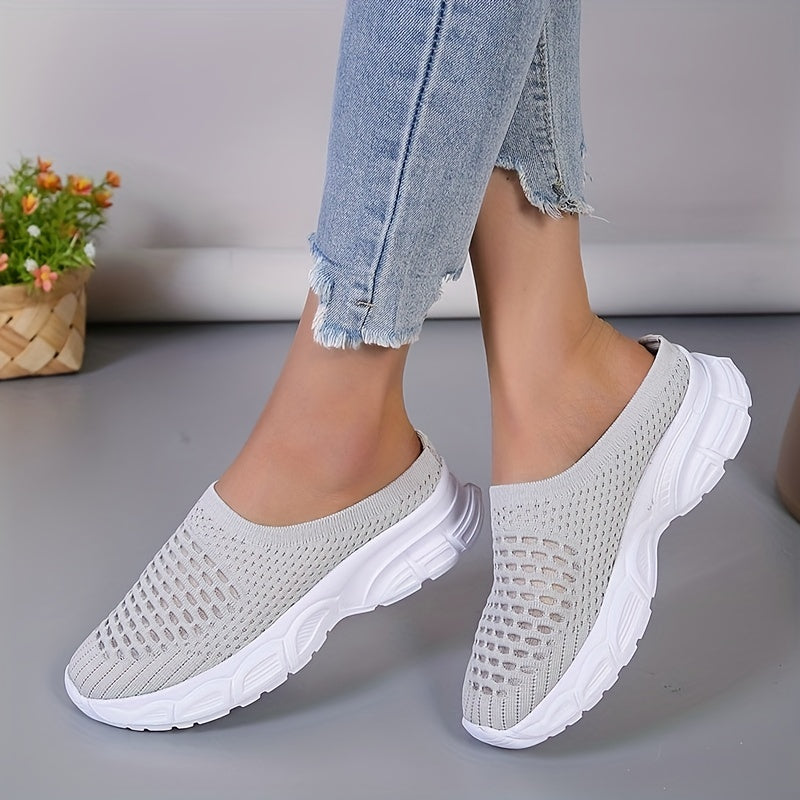 Women's Comfy Sock Sneakers Breathable Slip On Mules Casual Flat Shoes