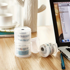 Transparent Circular Tape Storage Box Cutter Office Supplies