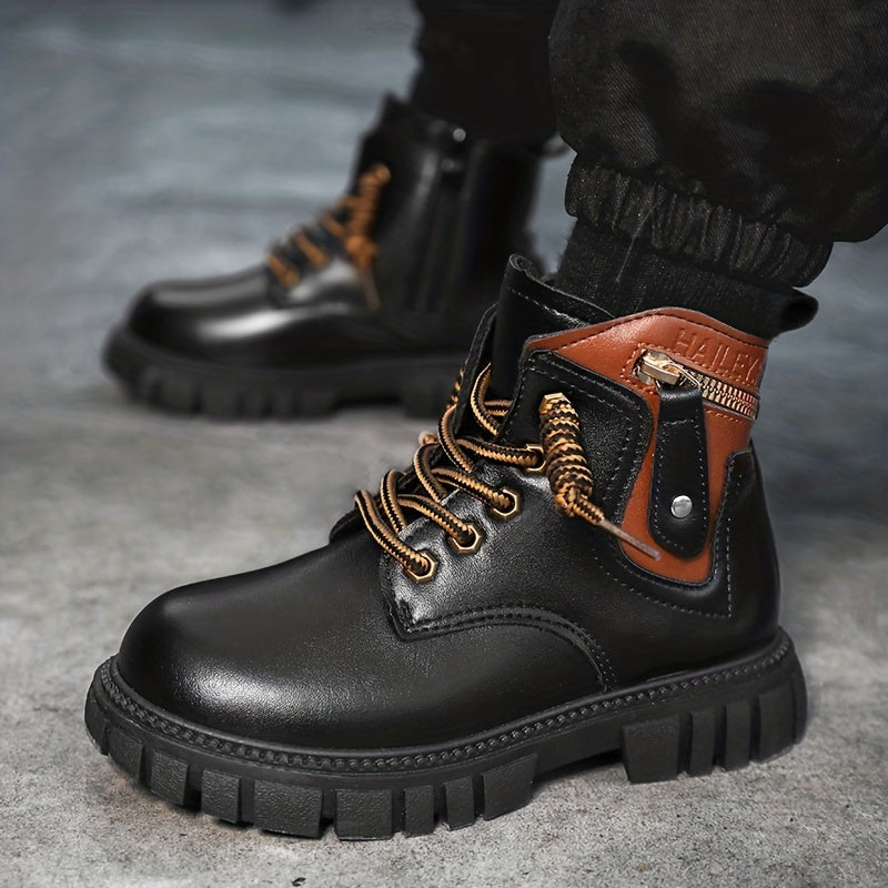 Boys Ankle Lace Up Non Slip Boots Lightweight for Indoor Outdoor Travel