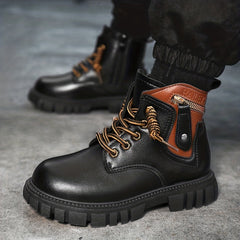 Boys Ankle Lace Up Non Slip Boots Lightweight for Indoor Outdoor Travel