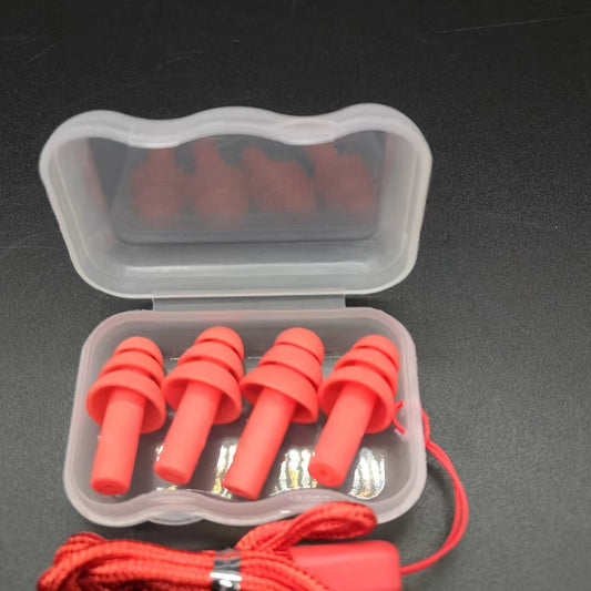 2 Pairs Silicone Earplugs With Storage Box And Lanyard