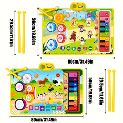 Musical Toys Piano Mat & Drum Set Music Floor Play Mat Educational Birthday Toys