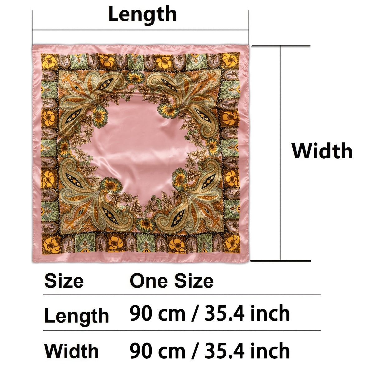 Paisley Print Bandana Satin Square Scarf Silky Floral Neck Wrap
