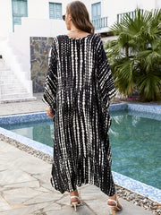 Boho Dress Women's Plus Tie Dye Batwing Sleeve V Neck ...