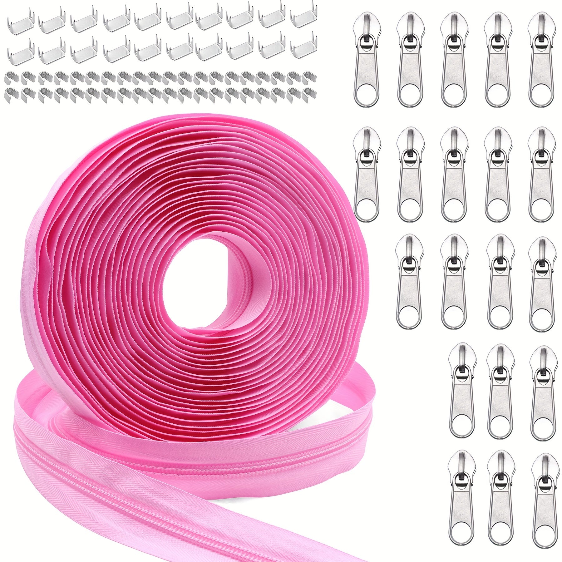 5 Rolls 10 Yards Nylon Coil Zipper By the Yard Continuous Zipper Sliders
