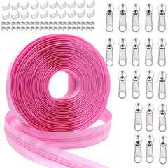 5 Rolls 10 Yards Nylon Coil Zipper By the Yard Continuous Zipper Sliders