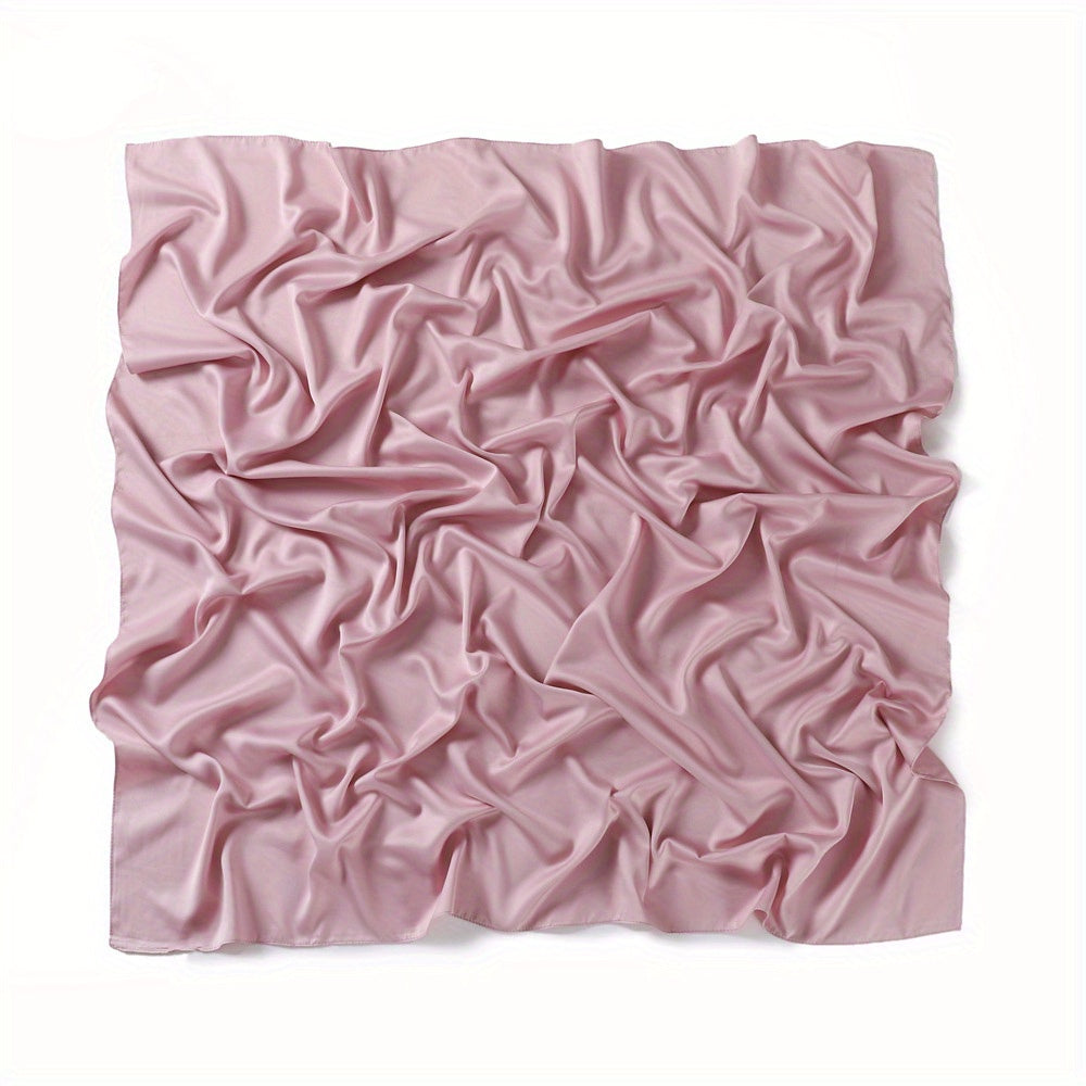 Satin Square Scarf Soft Solid Hijab Large Turban Head Wrap 109x109