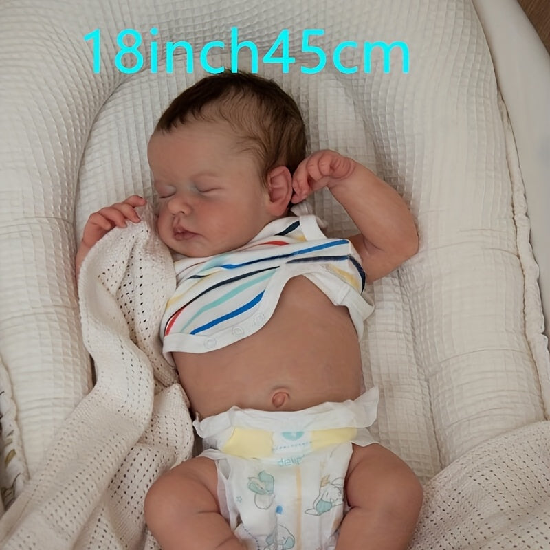 Adorable 18" Newborn Baby Doll Reborn, Soft Cuddly Body, Realistic 3D Skin