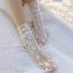 Floral Lace Mesh Socks Women's Stockings