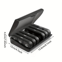 Weekly Pill Organizer 3 Times Portable Pill Box 7 Large Containers Light Proof