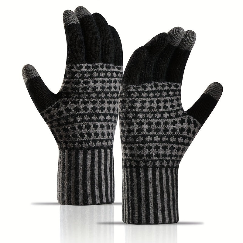 Winter Touch Screen Thickened Knitted Gloves For Men