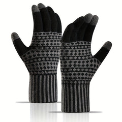 Winter Touch Screen Thickened Knitted Gloves For Men