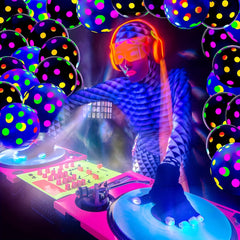 Neon Polka Dot Blacklight Balloons - Glow In The Dark Balloons