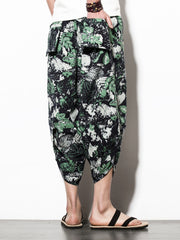 Leaf Pattern Print Men s Cropped Beach Pants